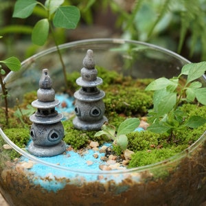 2pcs Miniature Fairy Tiny West Lake Lighthouse Fairy Garden Supplies & Accessories Terrarium Figurines