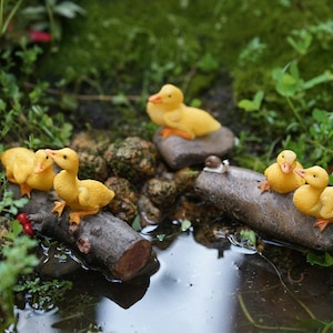 Resin Yellow Duck Figurines: Miniature Fairy Garden Accessories
