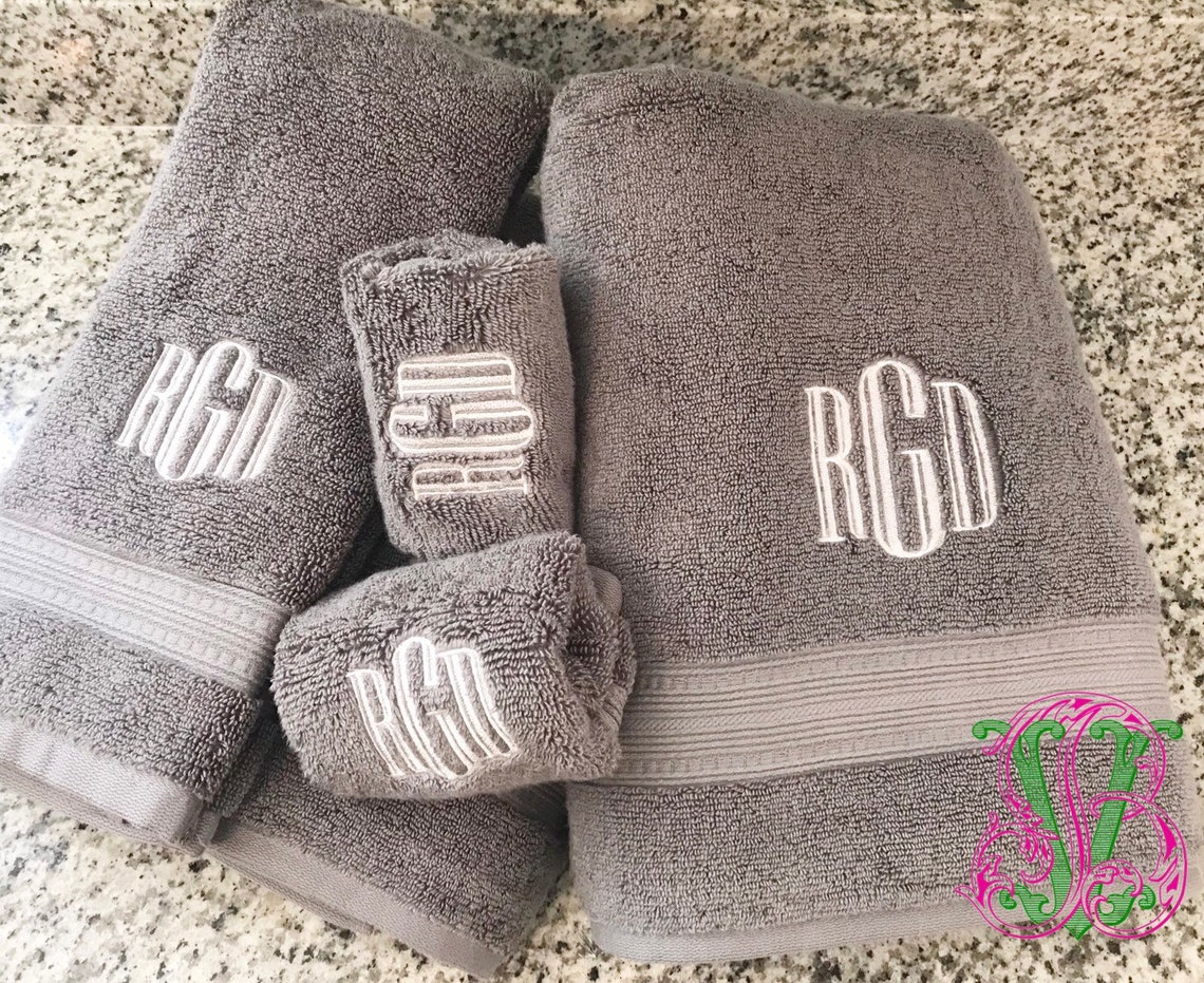 Monogrammed Towel Sets 6 Piece Set Etsy