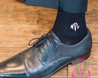 Monogrammed Men’s Dress Socks/monogrammed socks for men/groomsmen gifts/personalized socks/dad gift/stocking stuffer/bride to groom gift