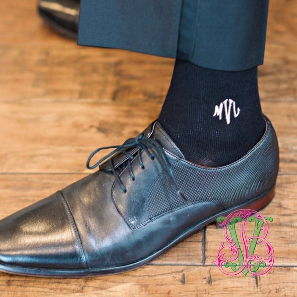 Monogrammed Men’s Dress Socks/monogrammed socks for men/groomsmen gifts/personalized socks/dad gift/stocking stuffer/bride to groom gift