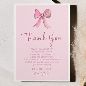 She's Tying The Knot bedankkaart voor vrijgezellenfeesten | Roze flirtstrik | Bewerkbare B20