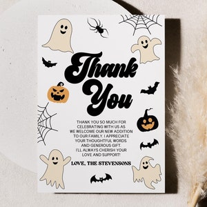 C'est bientôt la peine de vous faire plaisir ! de remerciement de fête de naissance d'Halloween | Message de remerciement modifiable