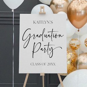 Minimaal minimalistisch welkomstbord voor afstudeerfeest | Bewerkbare elegante schuimposter voor afstudeerfeestposter