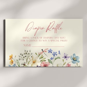 Een kleine wilde bloem is onderweg Luierloterijkaart | Loten babyshower luier | Wilde bloem bloemen 3,5 x 2 B19