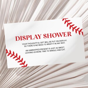 Scheda per doccia con sport da baseball / Scheda per doccia con baby shower / Stampabile 3,5x2 / Pizzo da baseball rosso B89