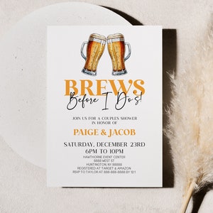 fabrica cerveja antes que eu faça o convite editável do chá de | Convite para chá de casal de casamento em vidro Stein de cerveja