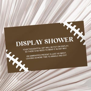 carte de douche d'affichage de sports de football | Présentoir pour baby shower Cartes pour cabine de douche | Imprimable 3,5 x 2 | Lacet de football marron B79