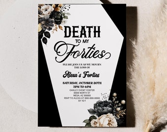 Death To My Forties 50th Birthday Party Invitation | Editable RIP To My 40's Fiftieth Birthday Party Invite