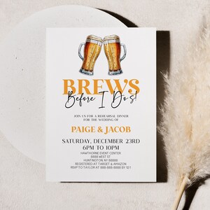 fabrica cervejas antes que eu faça o convite editável do comensal de <br> Entrega Rápida? Convite para jantar de ensaio de casamento em vidro Stein de cerveja