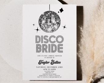 Disco Bride Silver Disco Ball Bridal Shower Invitation | Editable Bridal Shower Invite