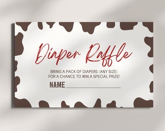 A Little Cowboy Is On The Way! Cow Boy Print Diaper Raffle Card | Baby Shower Diaper Raffle Tickets
