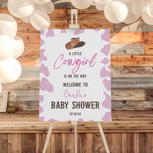 Baby Shower Welcome Sign | Pink Cowgirl Themed Baby Shower Welcome Sign | Western Rodeo Baby Shower Welcome Sign A41