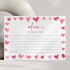 Conseils pour la future mariée Cartes de vœux | Coeurs roses rouges, l'amour est dans l'air Cartes de conseils sur les congés B22