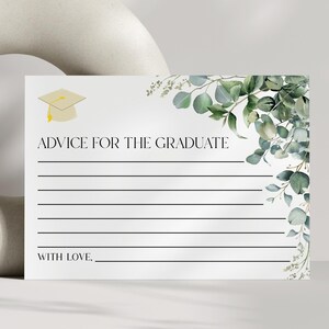 Advice for the Graduate Graduation Party Cards | Green Eucalyptus Plant Leave Advice Cards