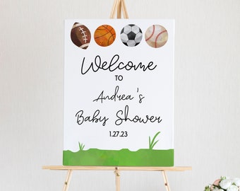 Baby Shower Segno di benvenuto / Baby Shower a tema sportivo Segno di benvenuto / Calcio, calcio, basket, baseball a tema Baby Shower segno di benvenuto