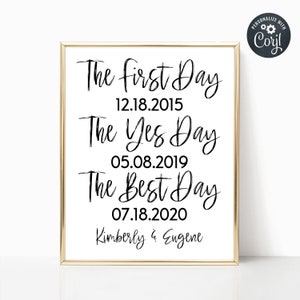 Sentimental Dates Sign | The First Day, The Yes Day, The Best Day | Wedding | Bridal Shower