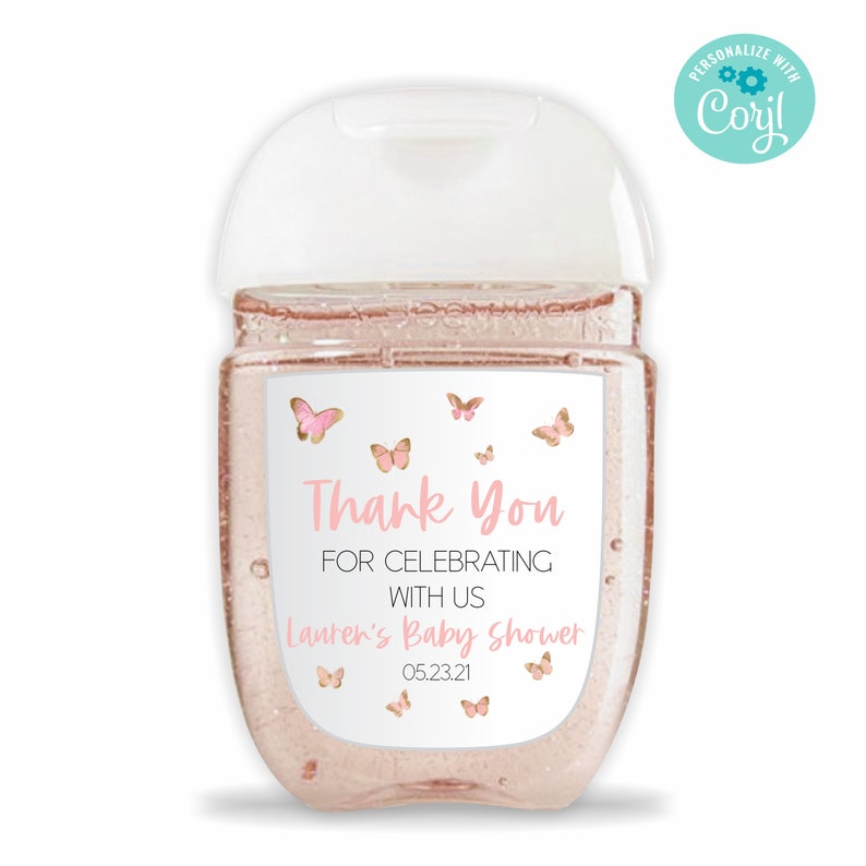 Editable Baby Shower Hand Sanitizer Bottle Label Pink Etsy