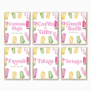 Pink Grün Gelb Popsicle Party Schild | 8x10 Geburtstagsparty Baby Shower Sommer Pool Party Schilder A88 A91