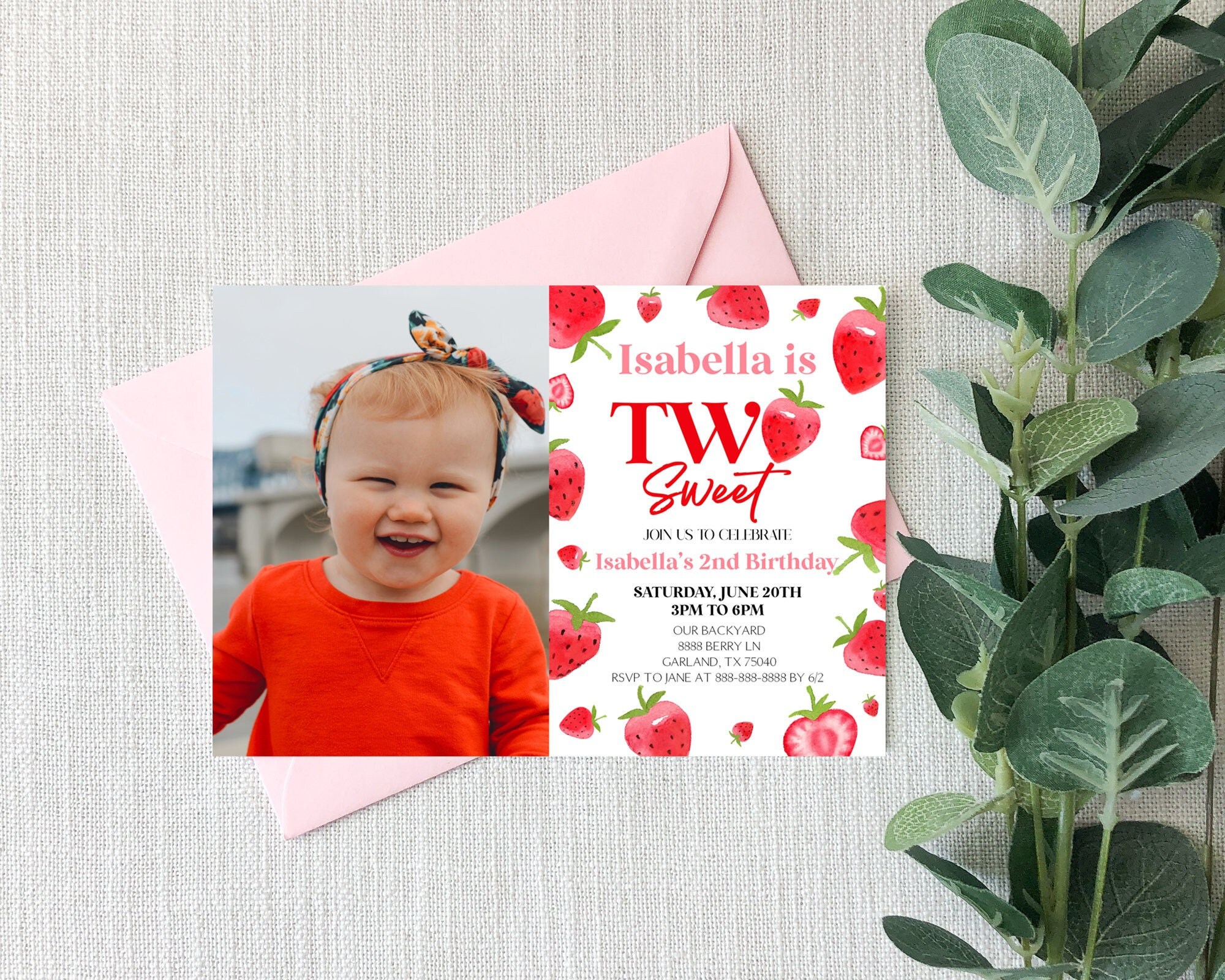 Two Sweet Custom Picture Photo 2nd Birthday Party Invitation