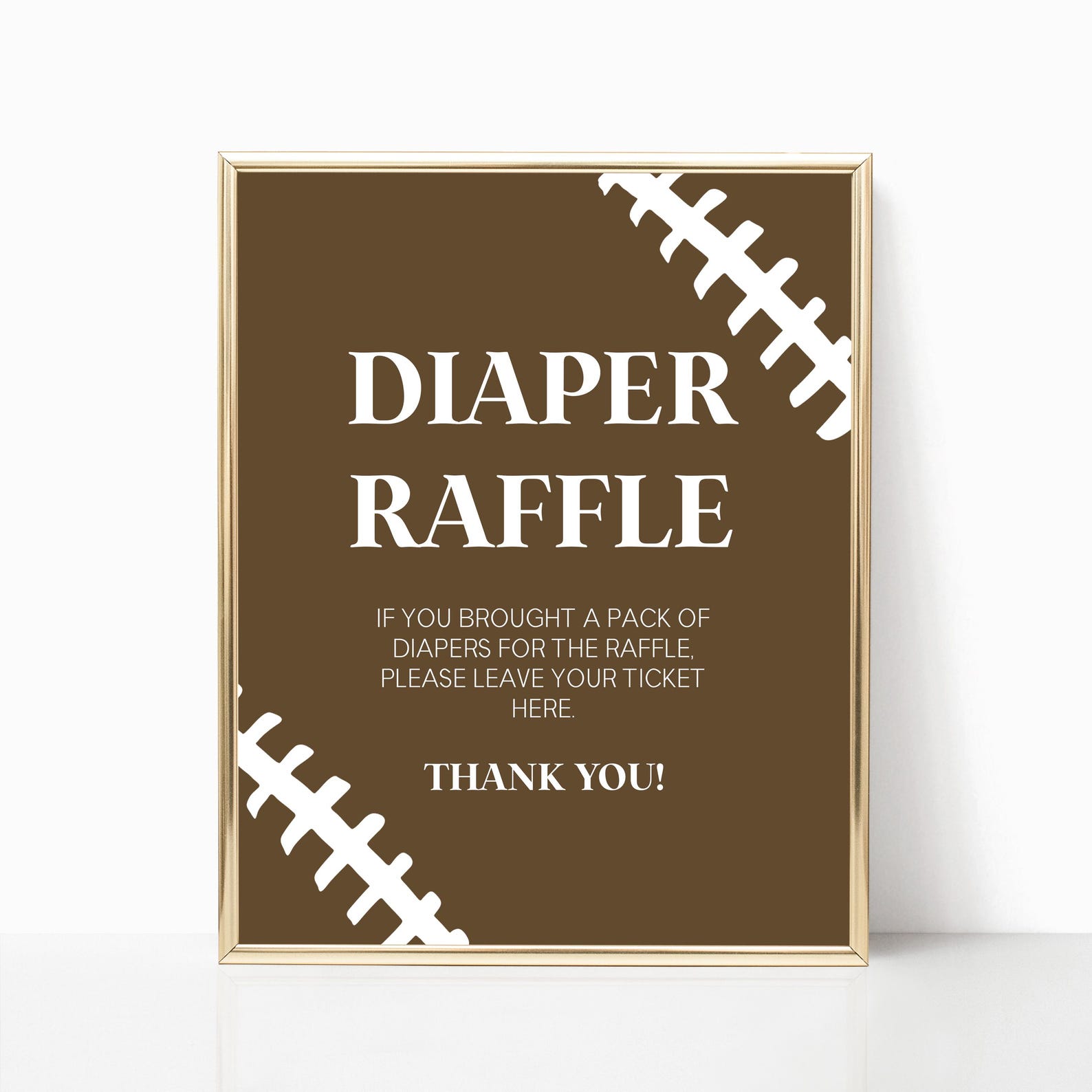 Wipe Raffle Sign Football Football Baby Shower Diaper Raffle Sign and Card | Editable Brown ...