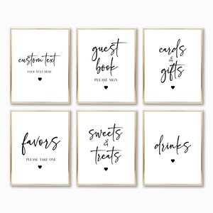 Elegantes Minimalist Party Schild Set | 8x10 Geburtstagsparty Babyparty Brautparty Schilder | A87