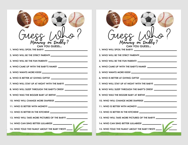 Sports Themed Baby Shower Game Pack Printable Baby Shower Etsy Canada
