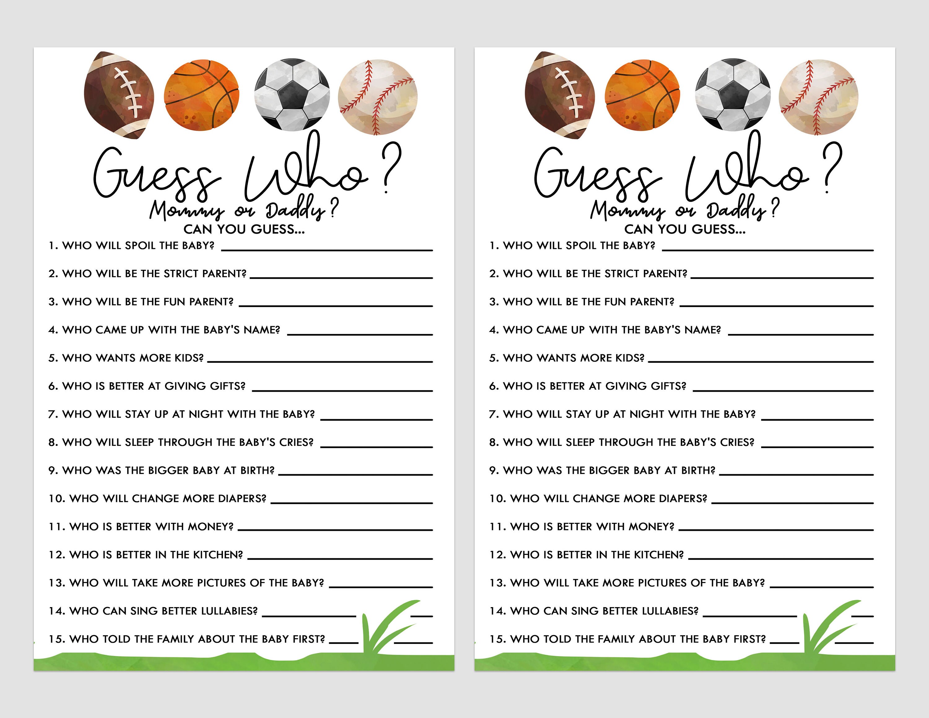 Sports Themed Baby Shower Game Pack Printable Baby Shower Etsy Australia