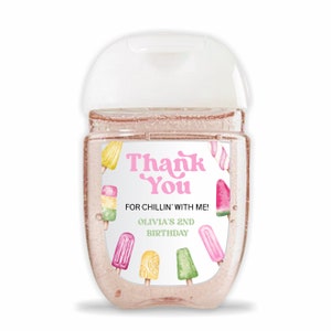 Rosa Grün Gelb Popsicle bearbeitbar Geburtstag Pool Party Hand Sanitizer Flaschenetikett | Etiketten für Bath & Body Works Pocketbac Flasche A88 A91