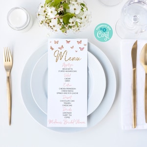 Editable Bridal Shower Menu | Pink Butterfly Theme
