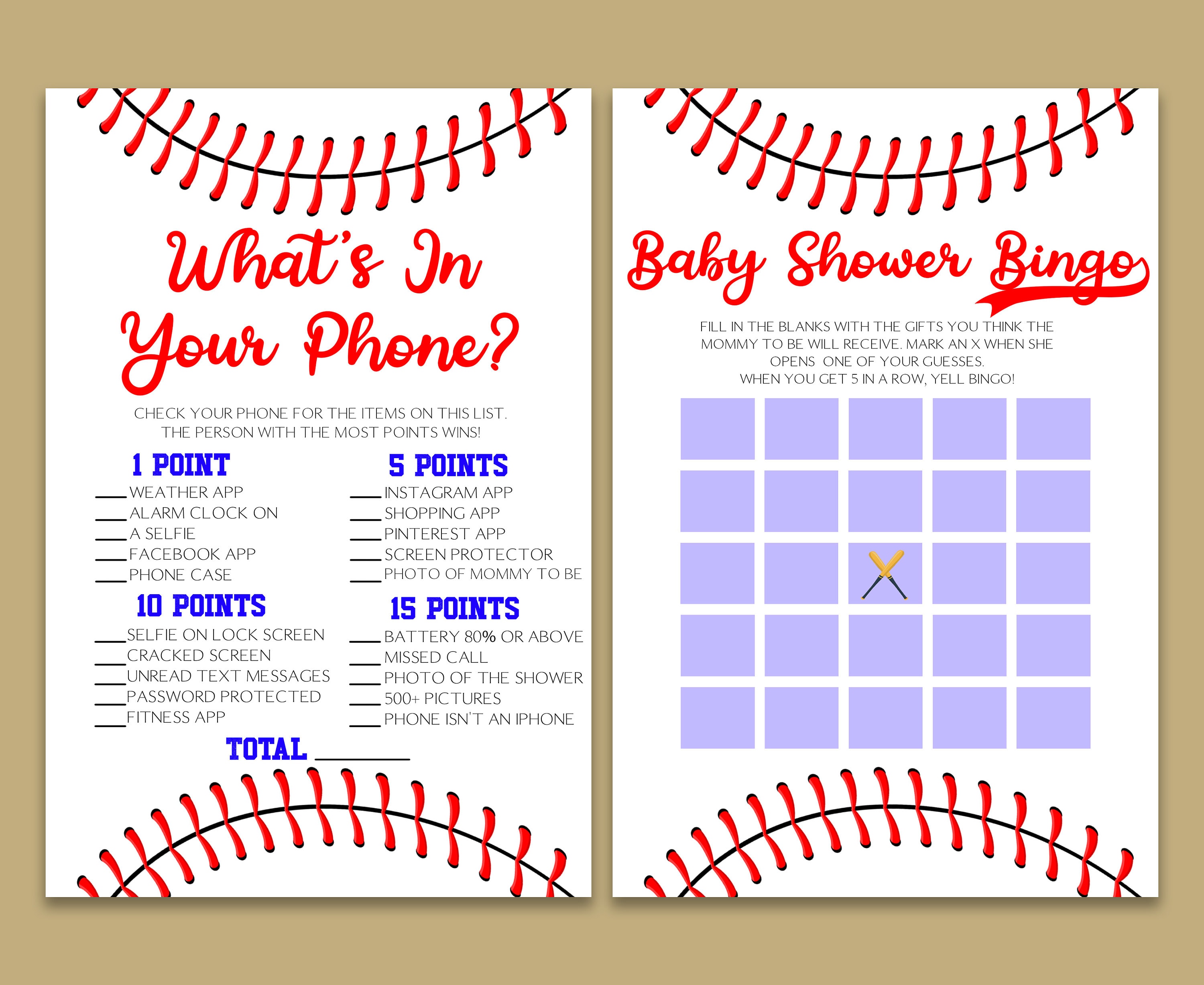 Baseball Themed Baby Shower Game Pack Printable Baby Shower - Etsy