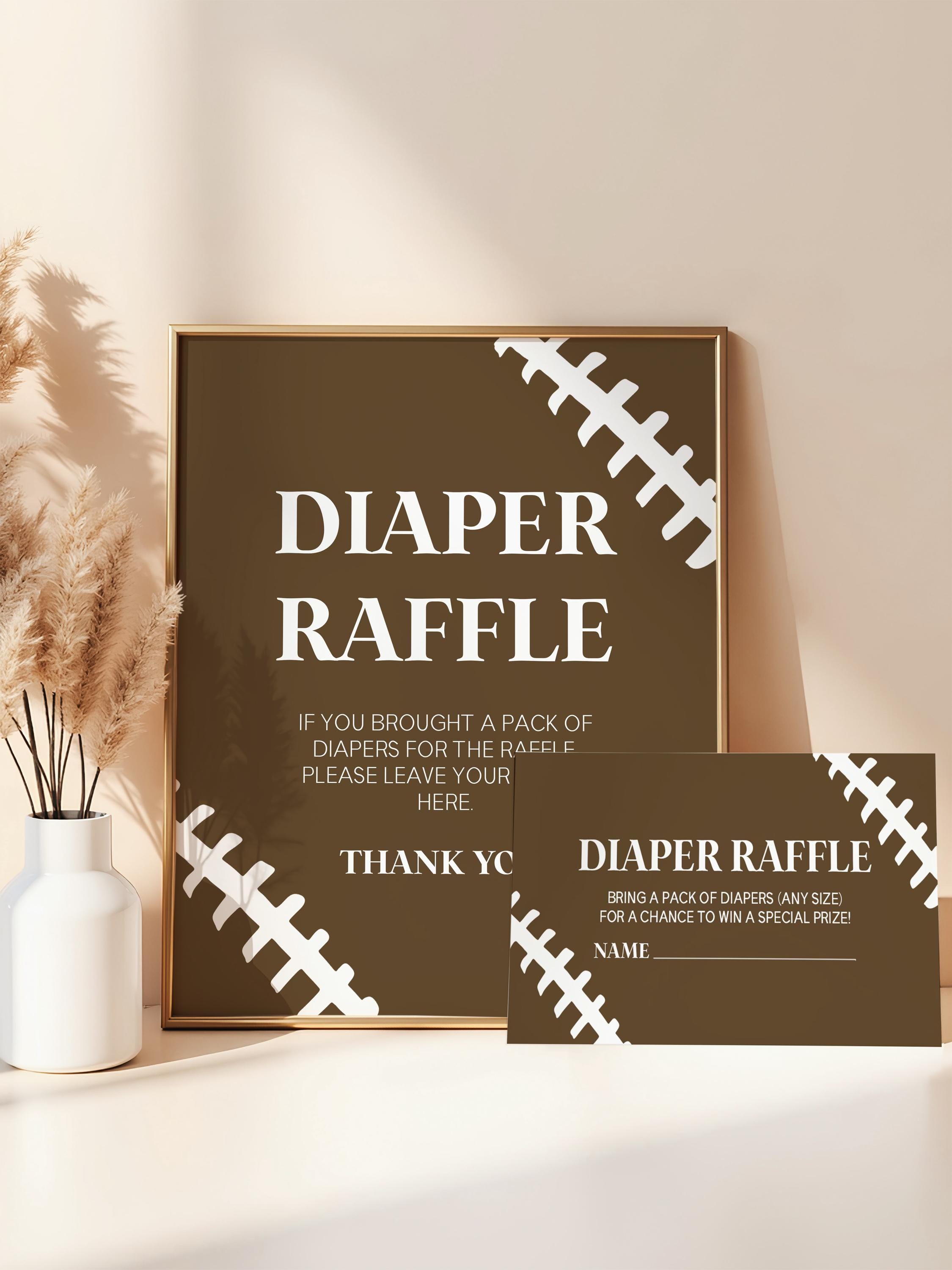 Wipe Raffle Sign Football Football Baby Shower Diaper Raffle Sign and Card | Editable Brown ...