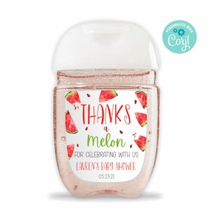 Bearbeitbare Baby Shower Hand Sanitizer Flasche Etikett | Wassermelone Baby Shower Hand Sanitizer Etiketten für Bad & Körper funktioniert Pocketbac Flasche