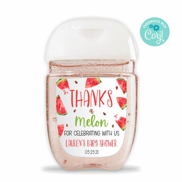 Editable Baby Shower Hand Sanitizer Bottle Label | Watermelon Baby Shower Hand Sanitizer Labels For Bath & Body Works Pocketbac Bottle