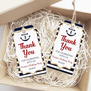 Printable Birthday Party Favor Tag | Nautical Themed Thank You Favor Tag For B-Day Party