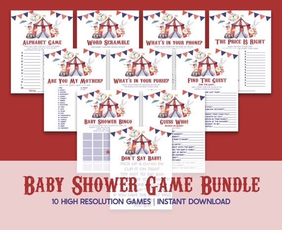 Whats In Your Phone Game - Circus Printable Baby Shower Games