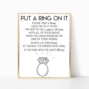 Put A Ring On It Bridal Shower Sign, 8x10 Sign