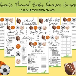 Sports Themed Baby Shower Game Pack, Printable Baby Shower Games, Games for Baby Shower, Baby Shower Games Package