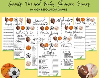 Sports Themed Baby Shower Game Pack, Printable Baby Shower Games, Games for Baby Shower, Baby Shower Games Package