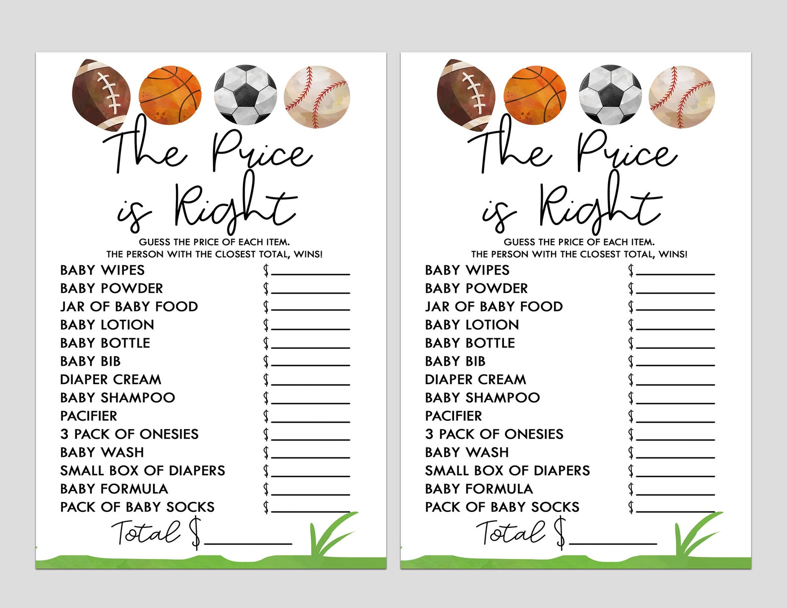 Sports Themed Baby Shower Game Pack Printable Baby Shower Etsy Canada