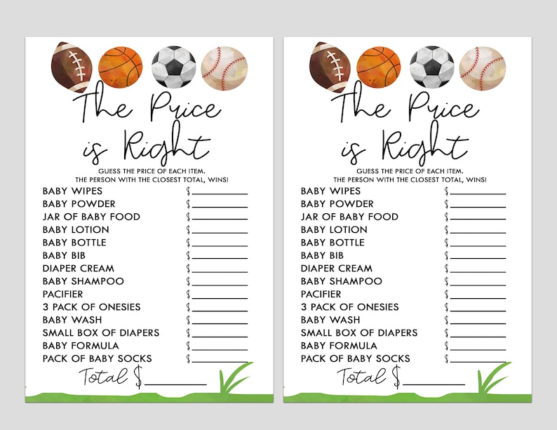 Sports Themed Baby Shower Game Pack Printable Baby Shower Etsy