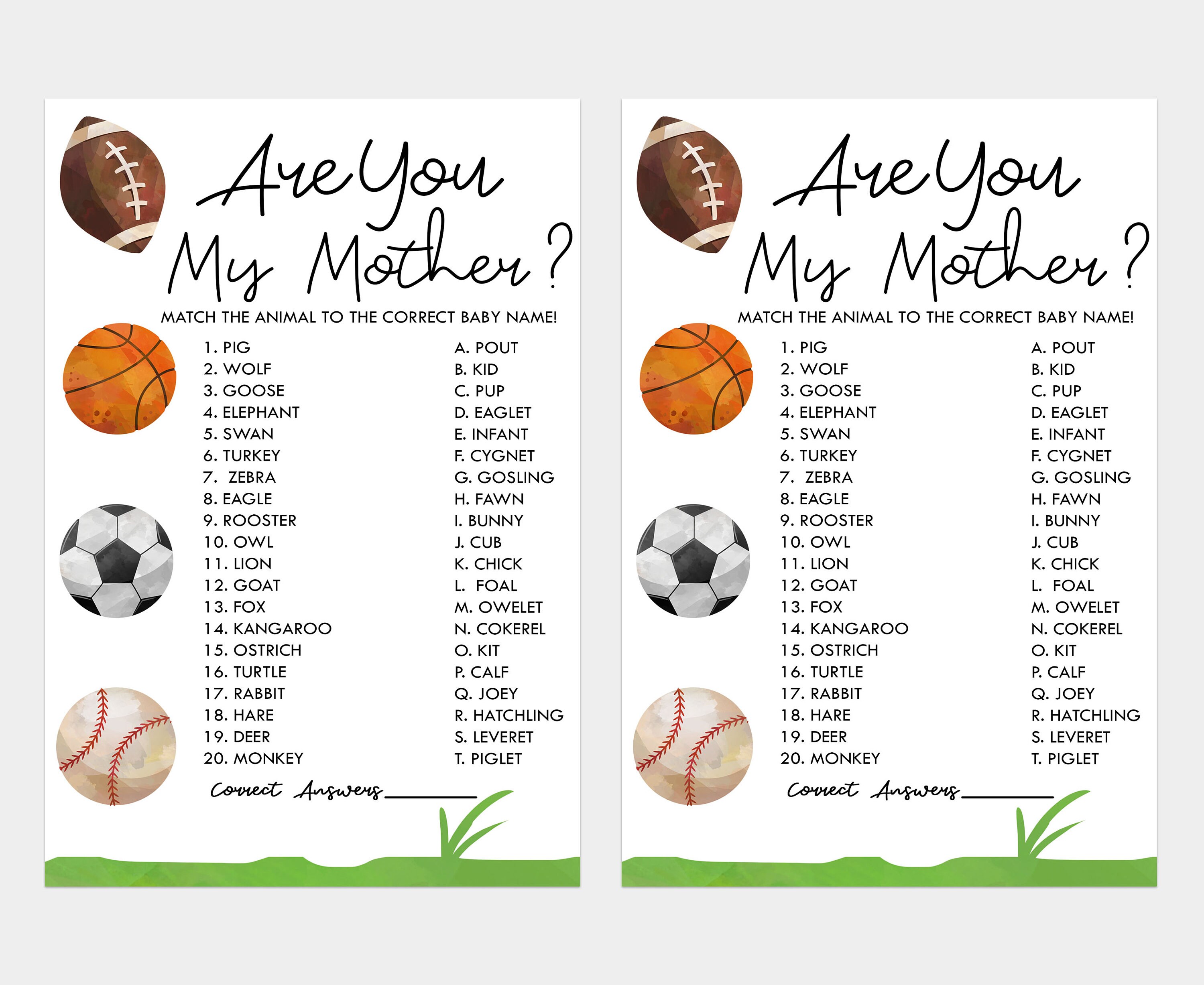 Sports Themed Baby Shower Game Pack Printable Baby Shower Etsy Australia