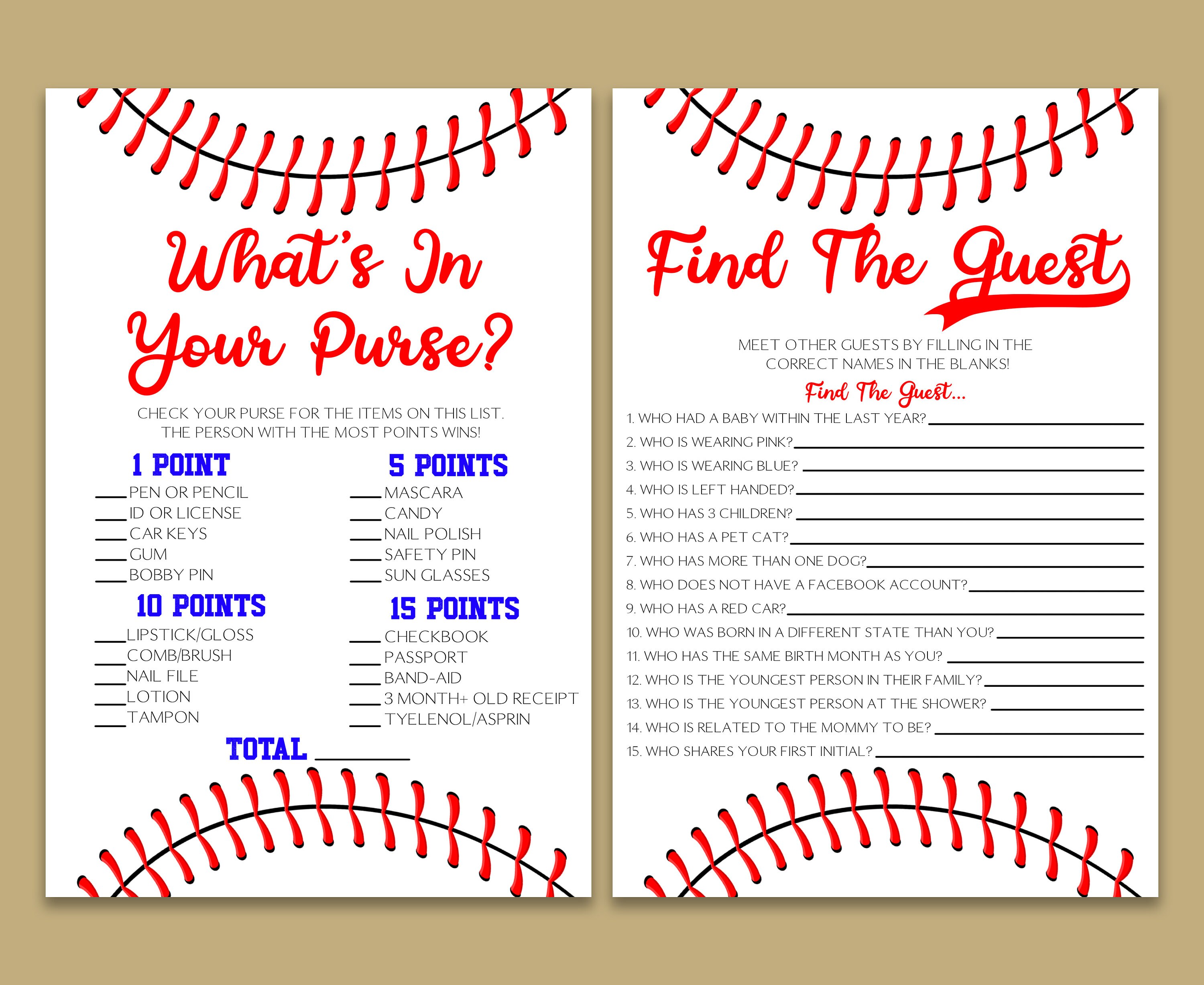 Baseball Themed Baby Shower Game Pack Printable Baby Shower - Etsy