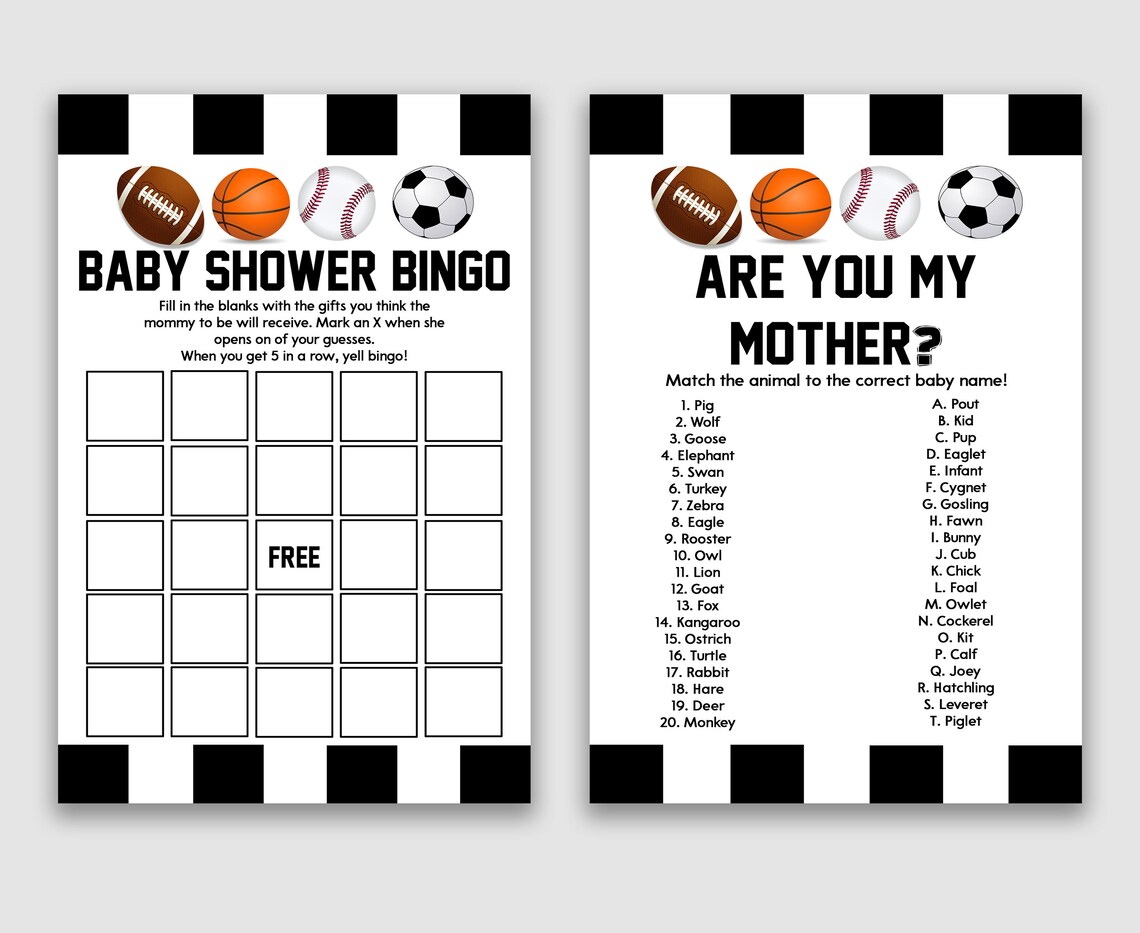 Sports Themed Baby Shower Game Pack Printable Baby Shower - Etsy