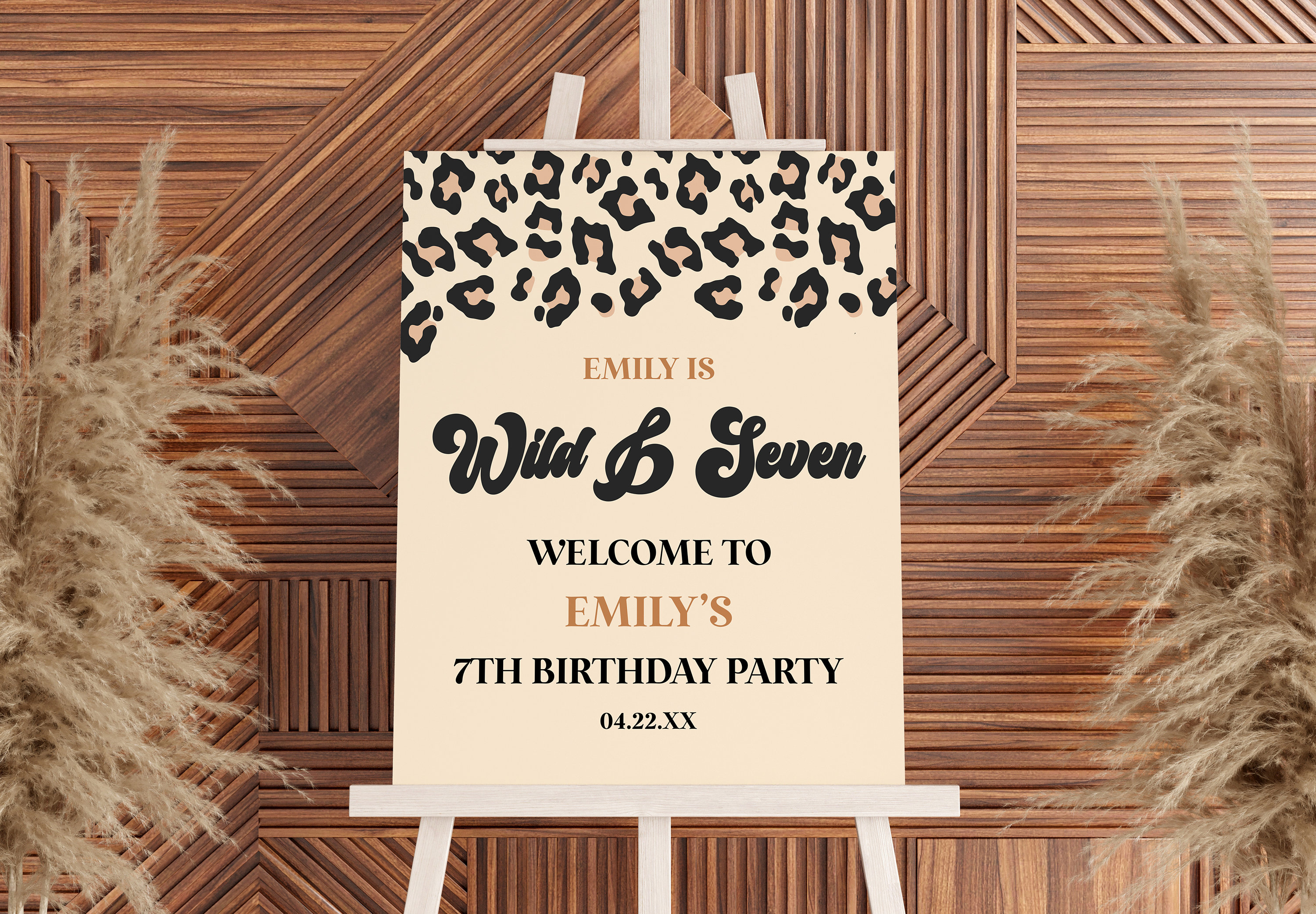 Cheetah Leopard Print Wild and Seven 7th Birthday Party Welcome
