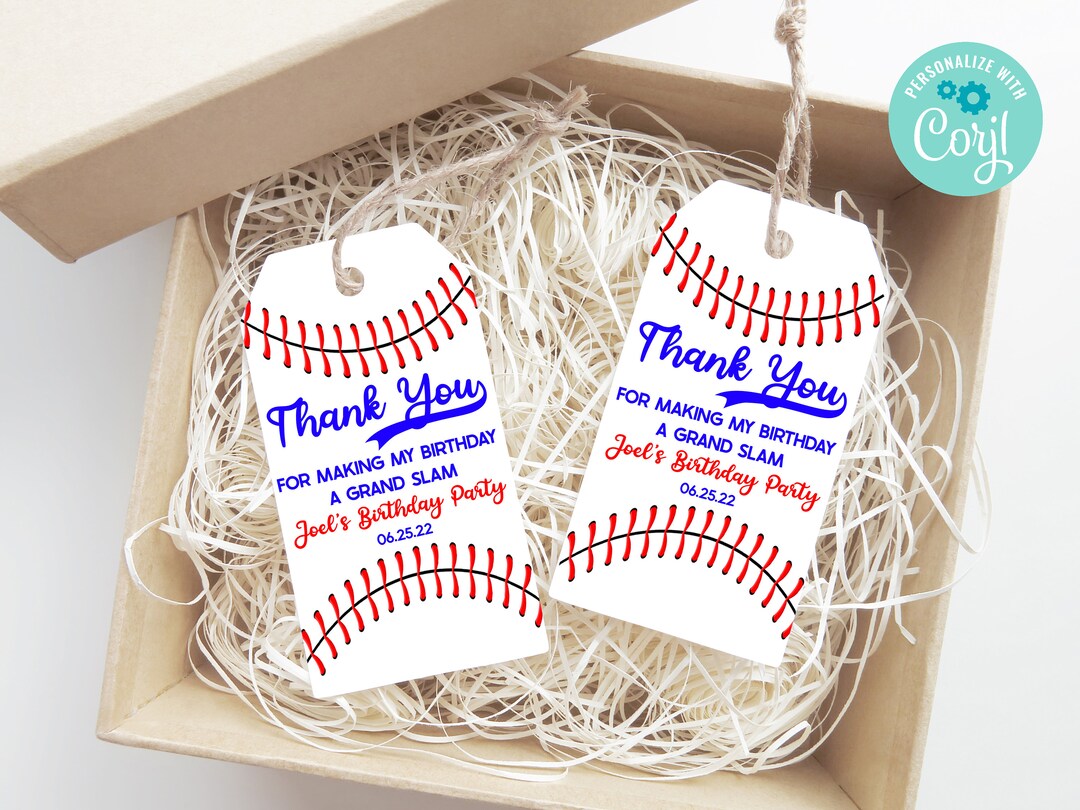 Printable Birthday Party Favor Tag | Baseball Themed Thank You Favor ...