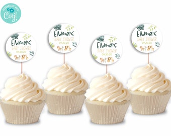 Editable Cupcake Topper | Safari Animal Themed Baby Shower Cup Cake Toppers