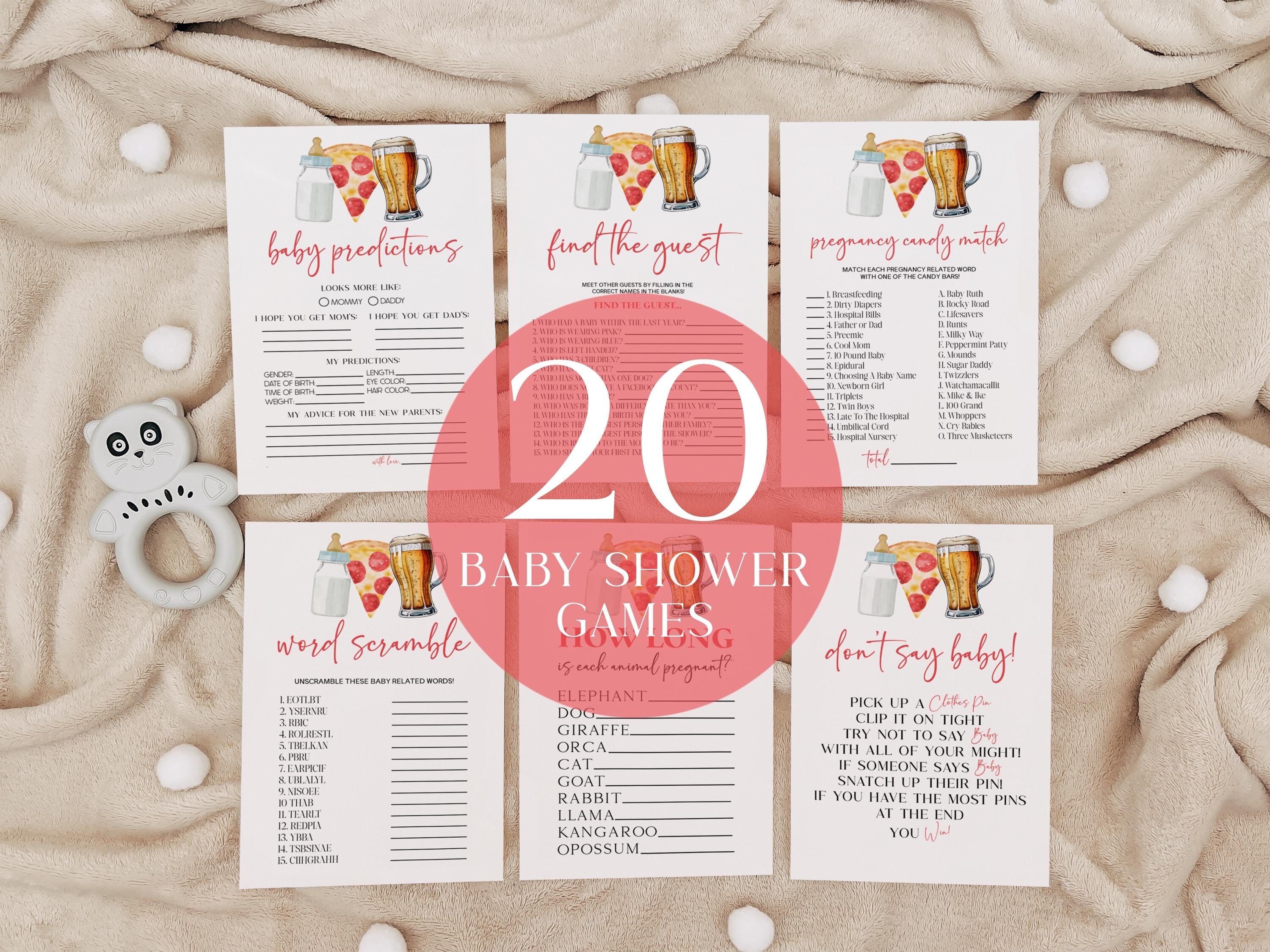 Pizza Brews and Diapers Too! Baby Shower Game Variety Pack, Printable Activity Bundle Package, Multiple Games Set | Pizza Beer B34