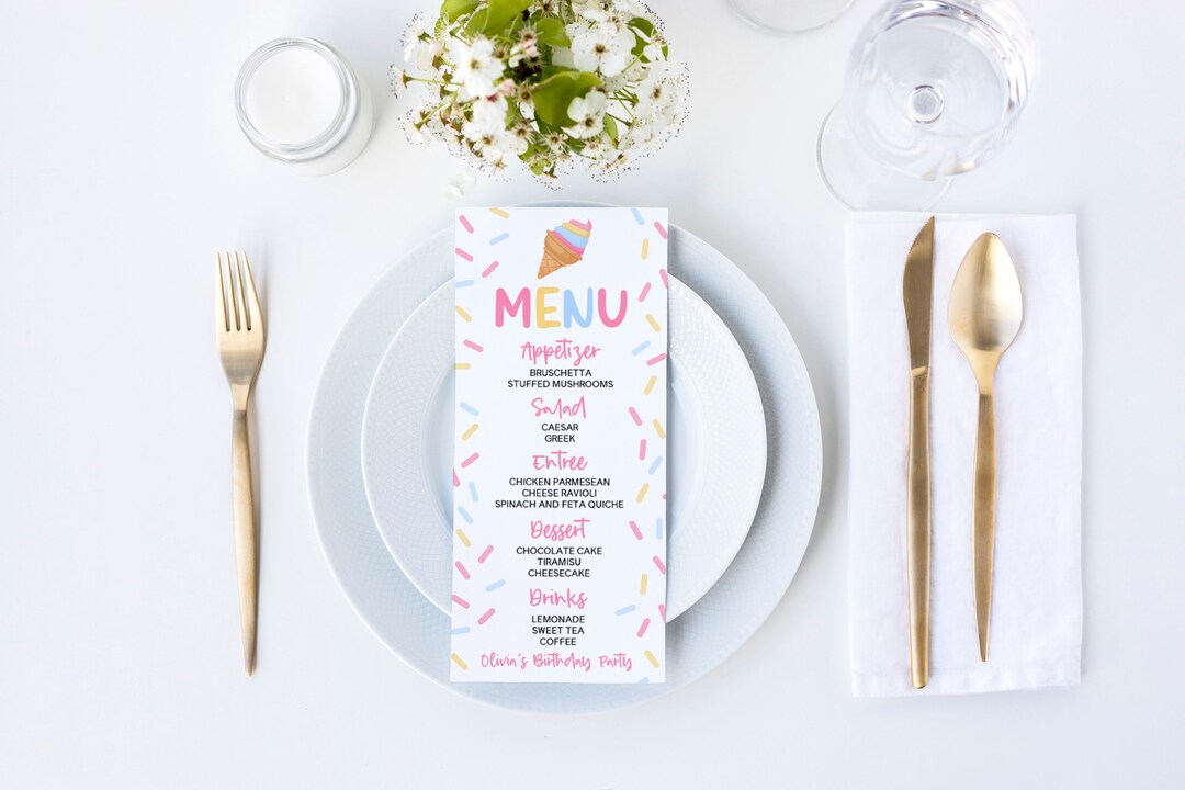 Editable Birthday Party Menu Pink Retro Daisy Flower Floral - Etsy