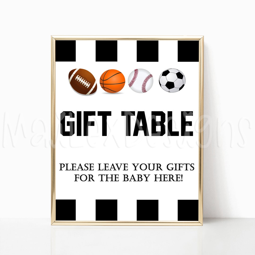 Sports Themed Gift Table Baby Shower Sign 8x10 Sports Theme Etsy